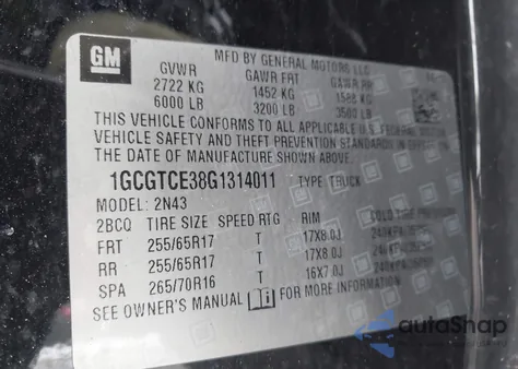 2016 Chevrolet Colorado Lt from USA, damaged, VIN 1GCGTCE38G1314011